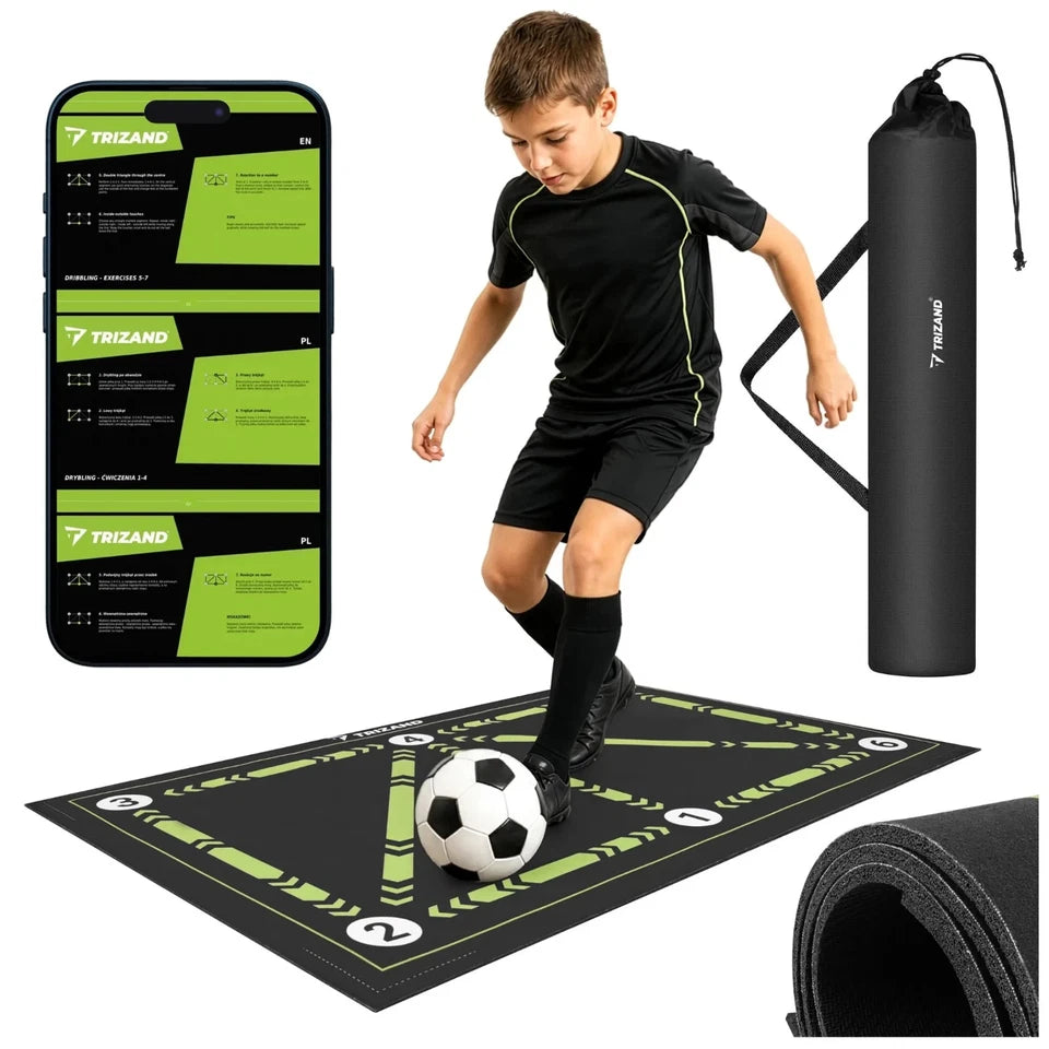 Tappeto Allenamento Calcio 60x90 Tappetino Dribbling Controllo + Pallone e sacca