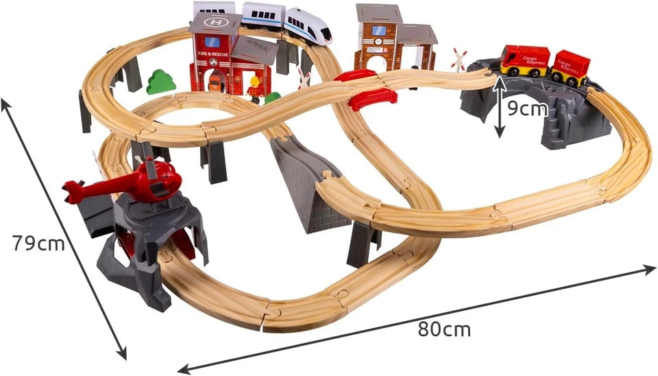 Pista Treno in Legno e Trenino Elettrico per Bambini e Set Ferrovia in Legno