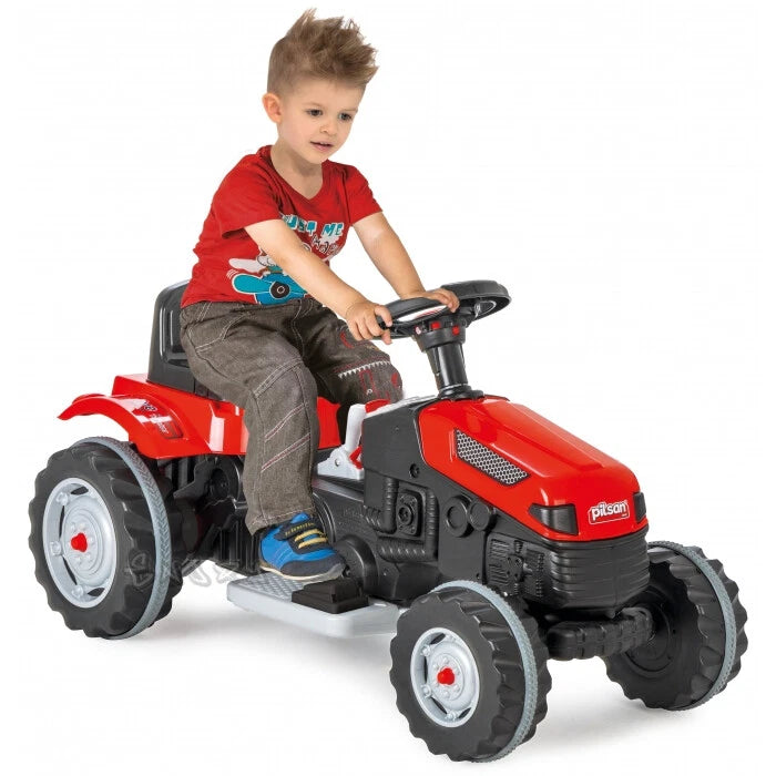 Trattore elettrico per bambini trattore rosso grande con sedile regolabile