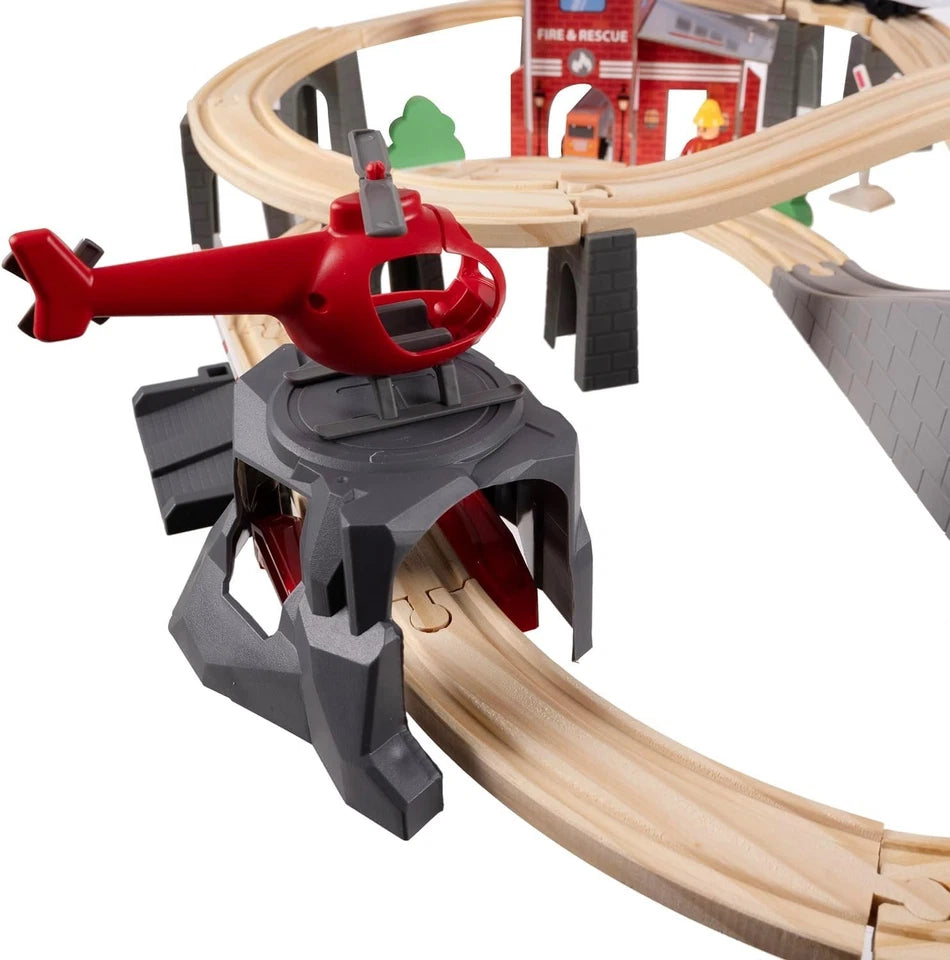 Pista Treno in Legno e Trenino Elettrico per Bambini e Set Ferrovia in Legno
