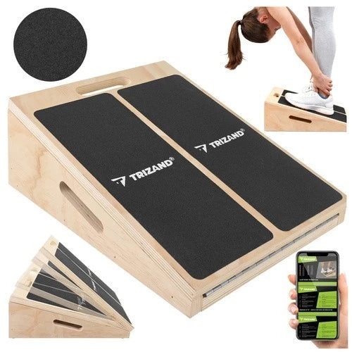 Tavola Inclinata Regolabile in Legno Pedana Fitness Stretching, Squat, Polpacci