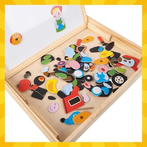 lavagna per bambini magnetica IN LEGNO bifacciale gessetti pennarelli accessori