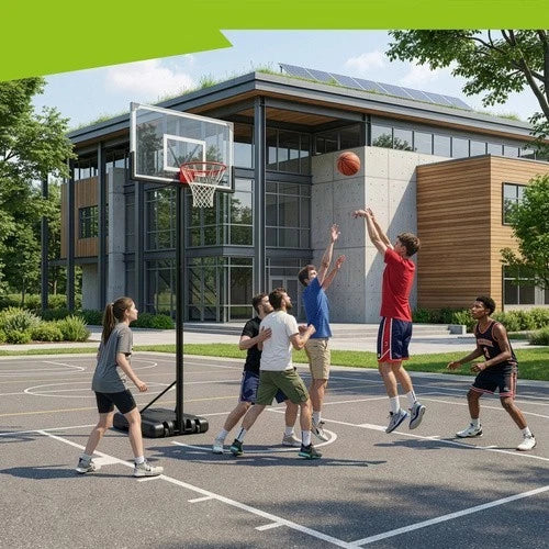 canestro da basket con piantana altezza regolabile max 305 cm anello regolamentare 45 cm