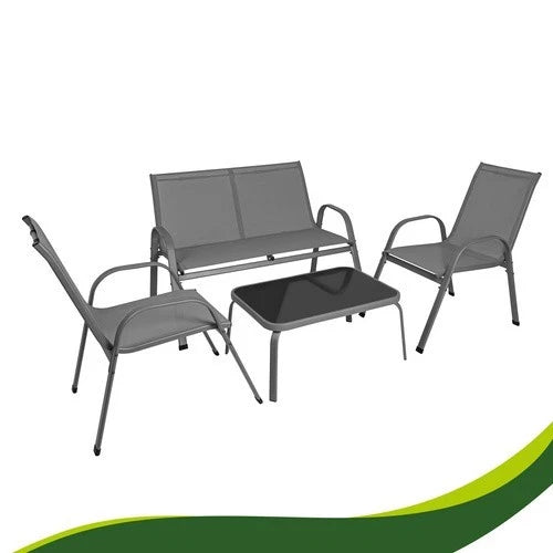 SET mobili DA GIARDINO TERRAZZO 4 POSTI sedie tavolo panca divano in acciaio