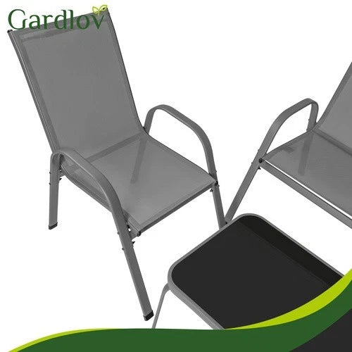 SET mobili DA GIARDINO TERRAZZO 4 POSTI sedie tavolo panca divano in acciaio