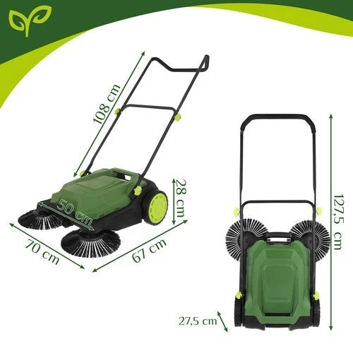 Raccoglitore di foglie e erba raccoglifoglie 24 litri a spazzole maneggevole