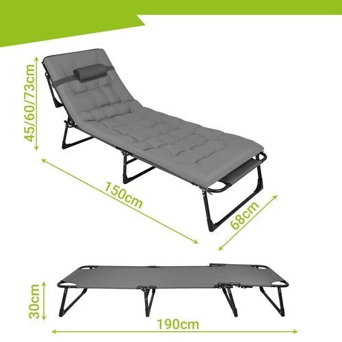 sdraio reclinabile lettino pieghevole prendisole con cuscino imbottito per casa,giardino,campeggio,mare o piscina