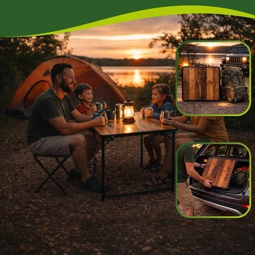 Tavolo campeggio pic nic+ 4 sgabelli richiudibile a valigetta altezza regolabile