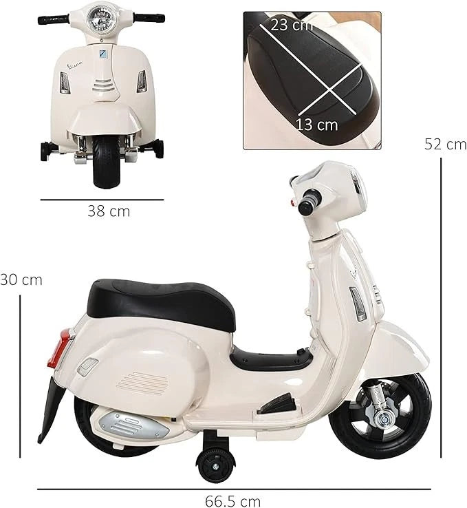 Scooter Elettrico per Bambini 1 - 3 Anni con Luci Led e Suoni Vespa GTS 7,2V