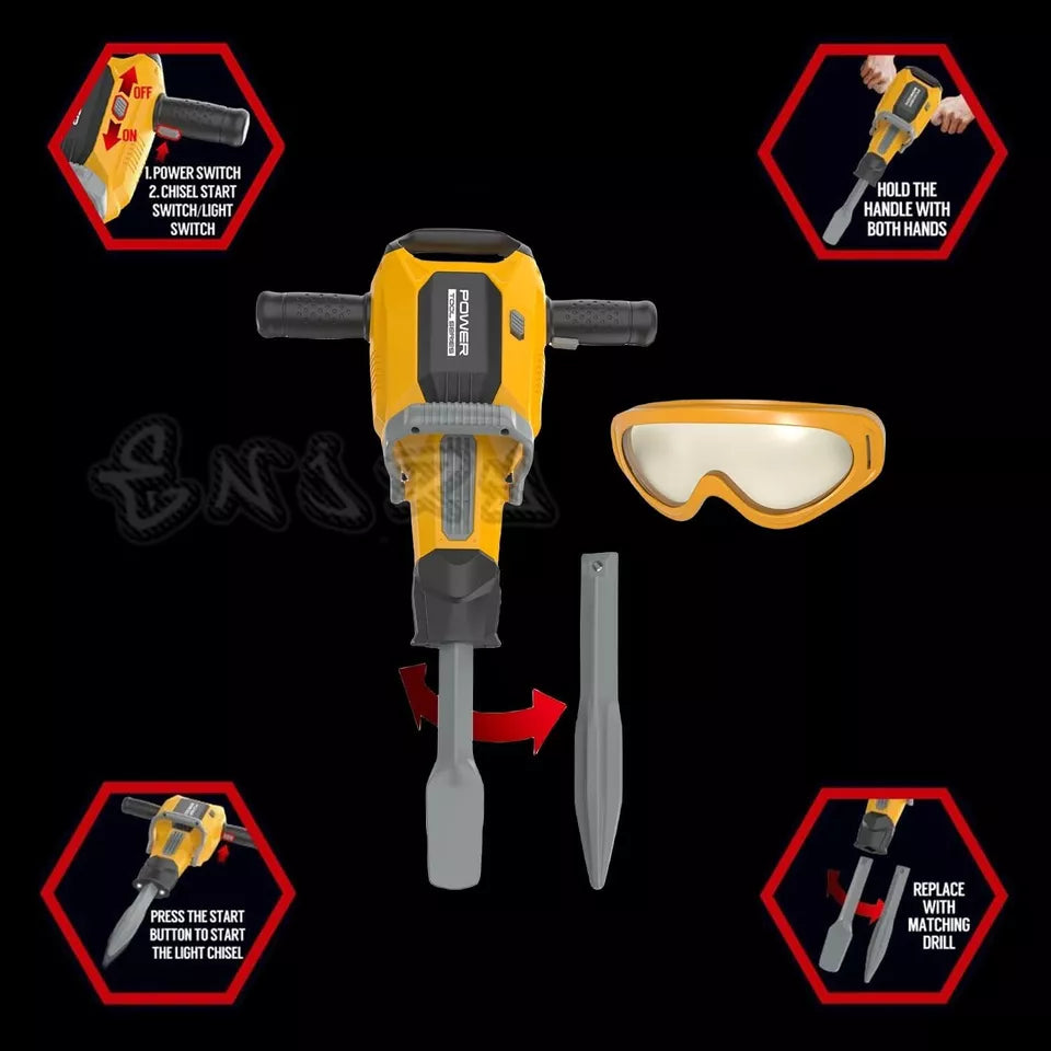 Martello giocattolo per bambini martello pneumatico demolitore gioco + accessori