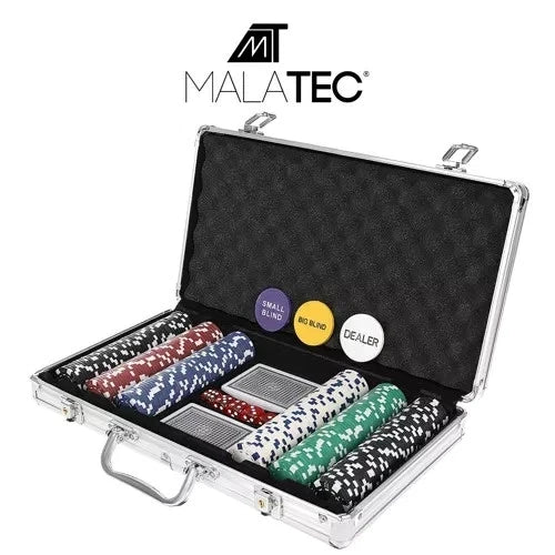 Texas Holdem - Set da poker con valigetta da poker in alluminio 2 mazzi di carte