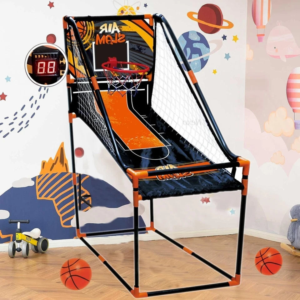 Gioco Basket Elettronico Arcade, Canestro Pieghevole, con Contatore segnapunti