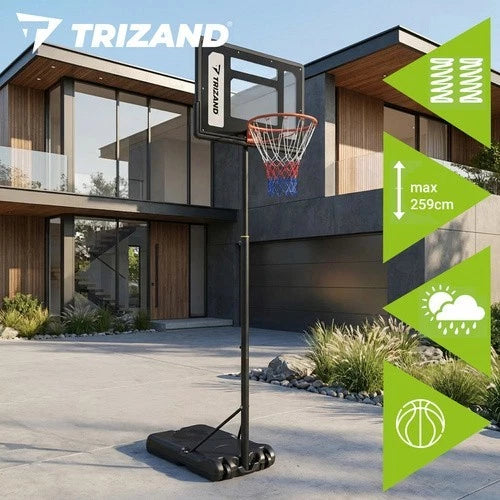 canestro da basket con piantana h. regolabile da 150 a 259 cm con ruote e palla