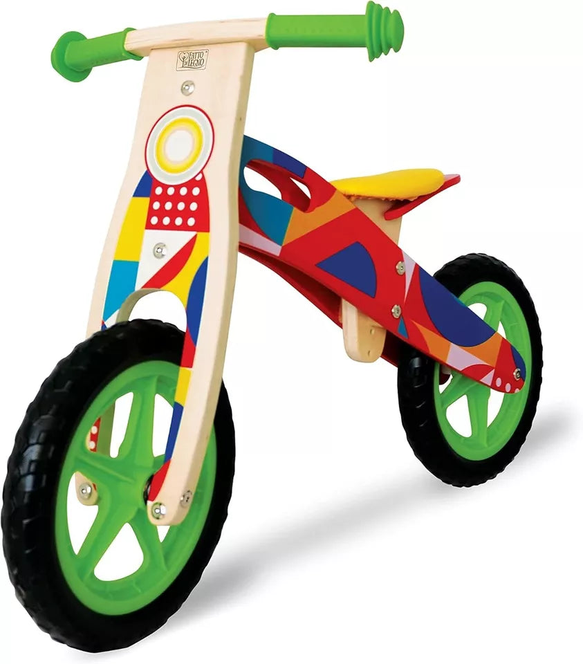 Bicicletta in LEGNO  SENZA PEDALI MOTO CAVALCABILE EQUILIBRIO BICI PRIMI PASSI