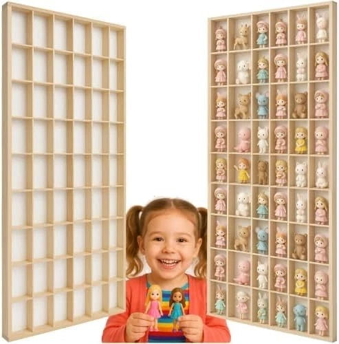 VETRINA ESPOSITORE MODELLISMO VETRINETTA IN LEGNO per modellini sorpresine bambole