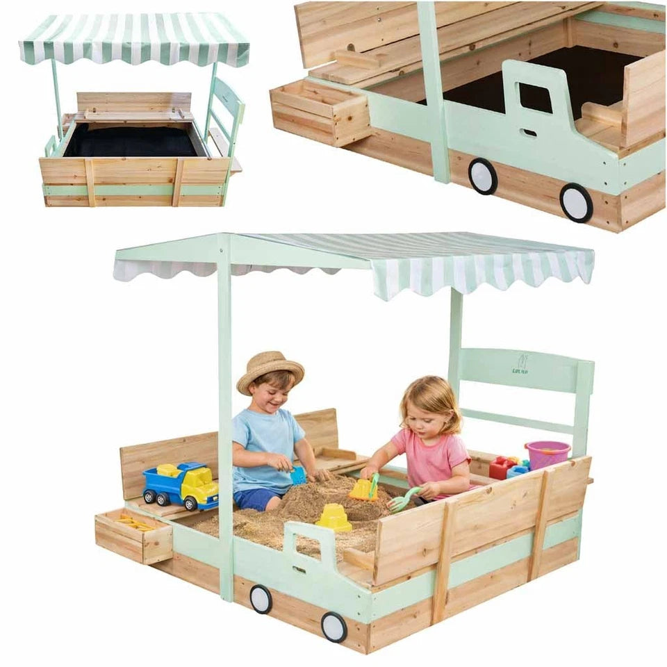 sabbiera in legno per bambini sabbiera giardino con tetto panche e copertura