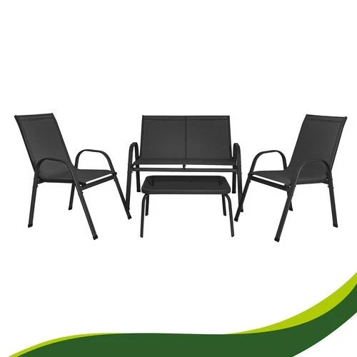 SET mobili TERRAZZO DA GIARDINO 4 POSTI sedie tavolo panca divano in acciaio