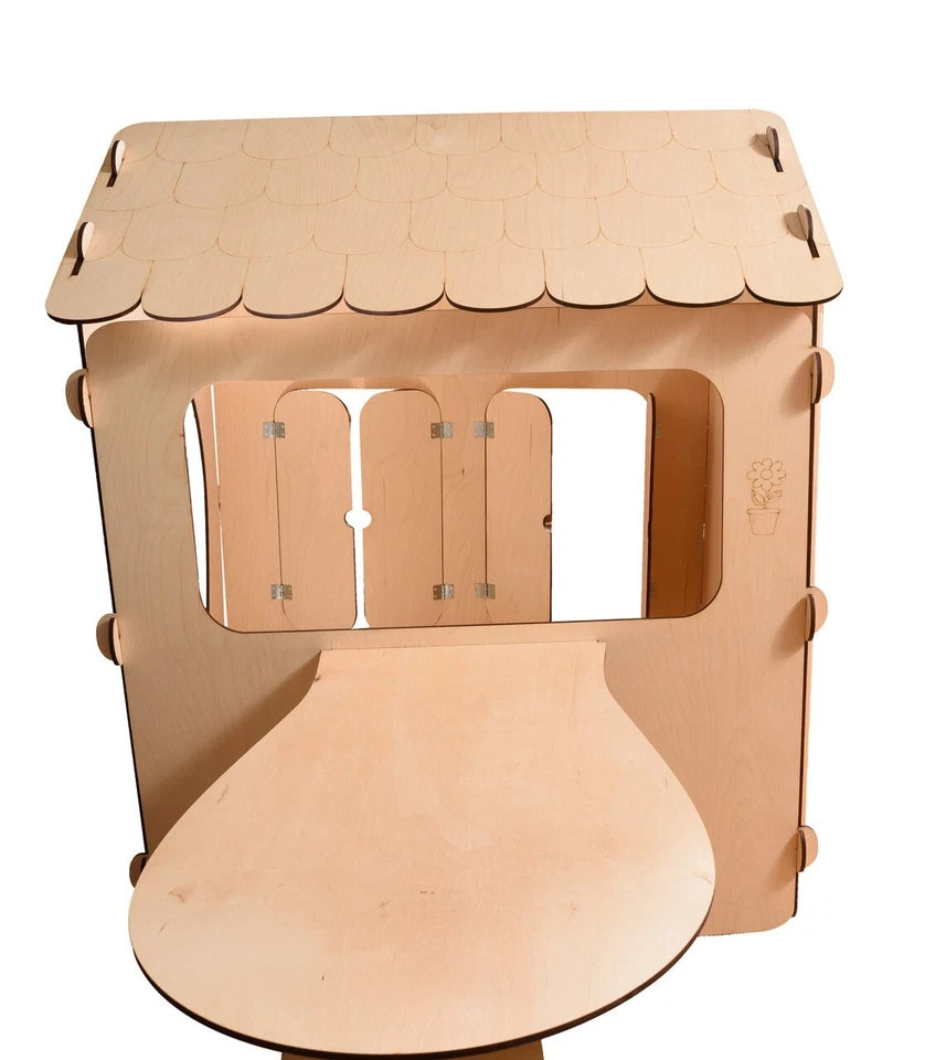 casa per bambini in legno casetta gioco con lavagna luci e tavolo