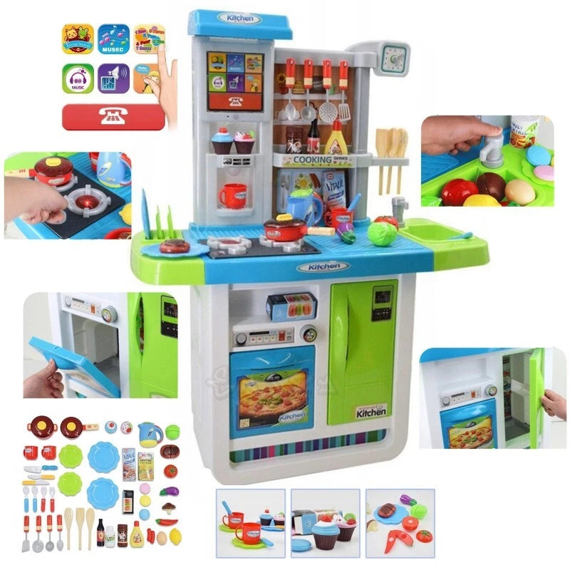 Cucina Giocattolo GRANDE per bambini Suoni Luci Acqua Accessori Inclusi h 98 cm