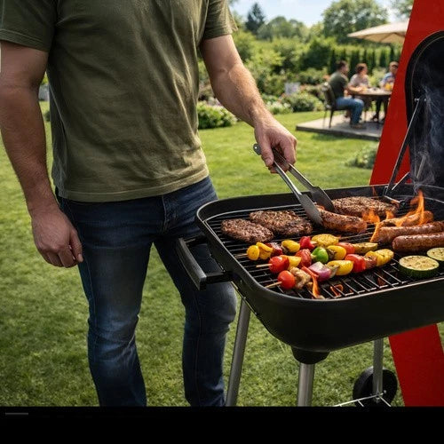 barbecue bbq a carbone carbonella per giardino terrazzo campeggio con ruote