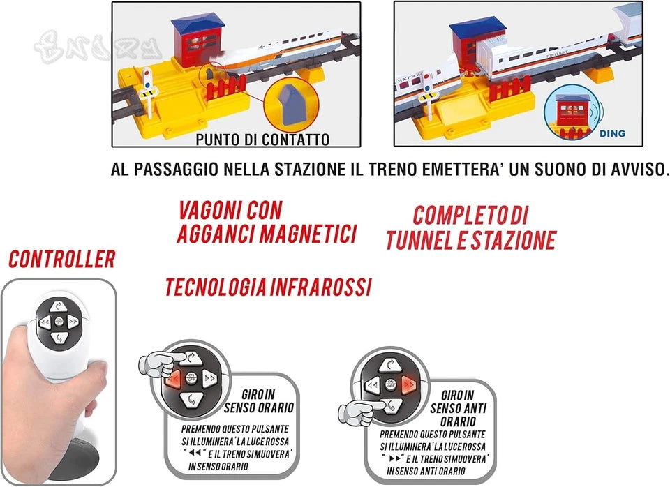Pista Treno Elettrico Pista trenino a batteria per bambini treno freccia 620 cm