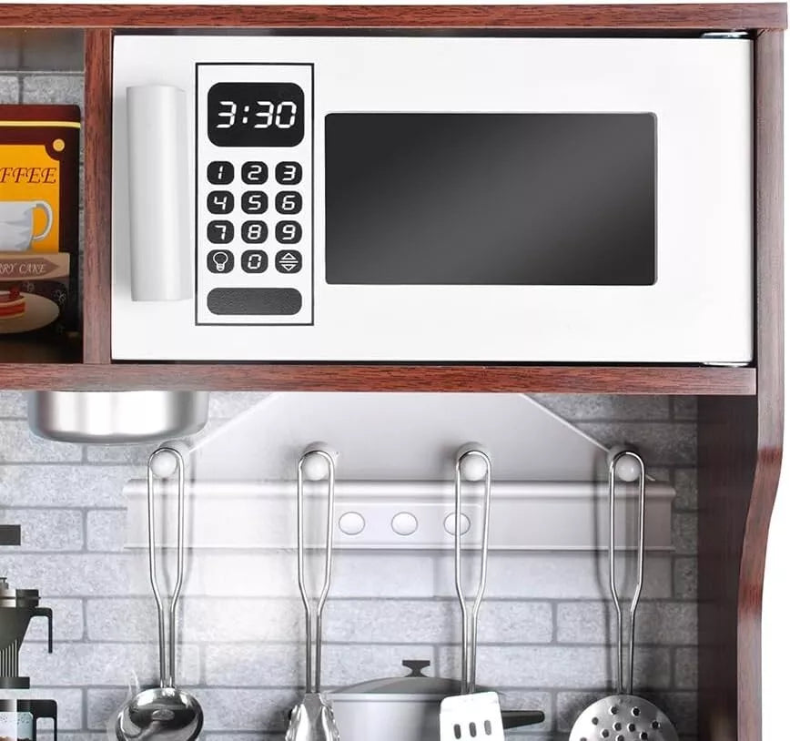 CUCINA PER BAMBINI Moderna IN LEGNO CUCINA con FRIGO FORNO PENTOLE E LUCE