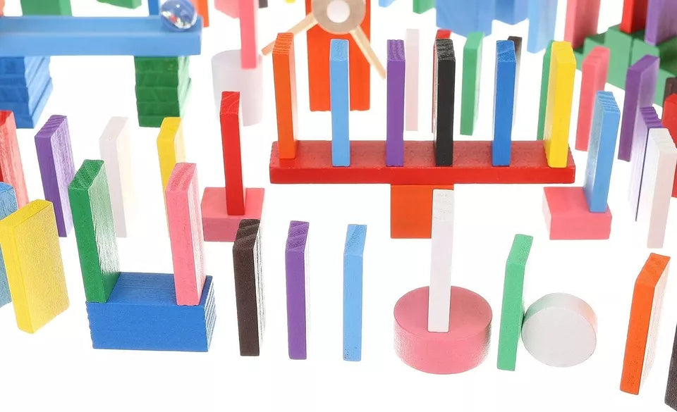 set blocchi in legno costruzioni in legno domino dinamico per bambini 1080 pezzi