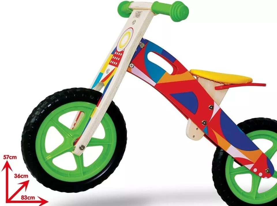 Bicicletta in LEGNO  SENZA PEDALI MOTO CAVALCABILE EQUILIBRIO BICI PRIMI PASSI