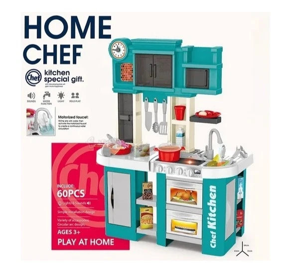 Cucina Giocattolo per Bambini Grande con Acqua luci Suoni e Accessori h. 84 cm