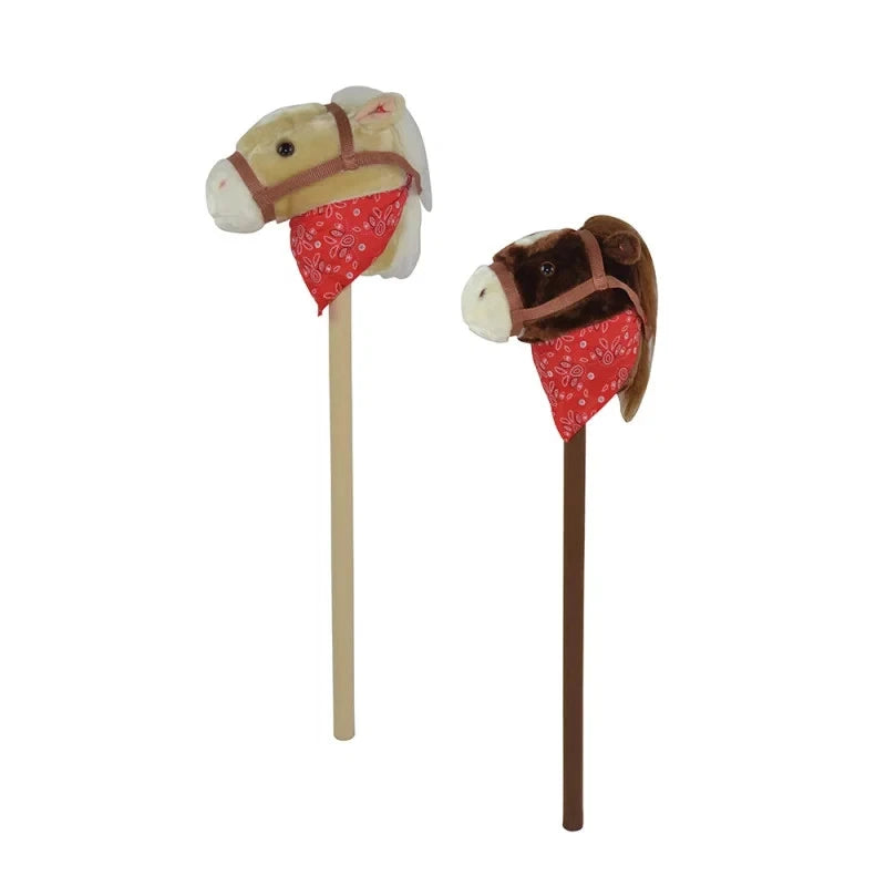 BASTONE CAVALLO A DONDOLO IN LEGNO E PELUCHE CON SUONI altezza 80 cm