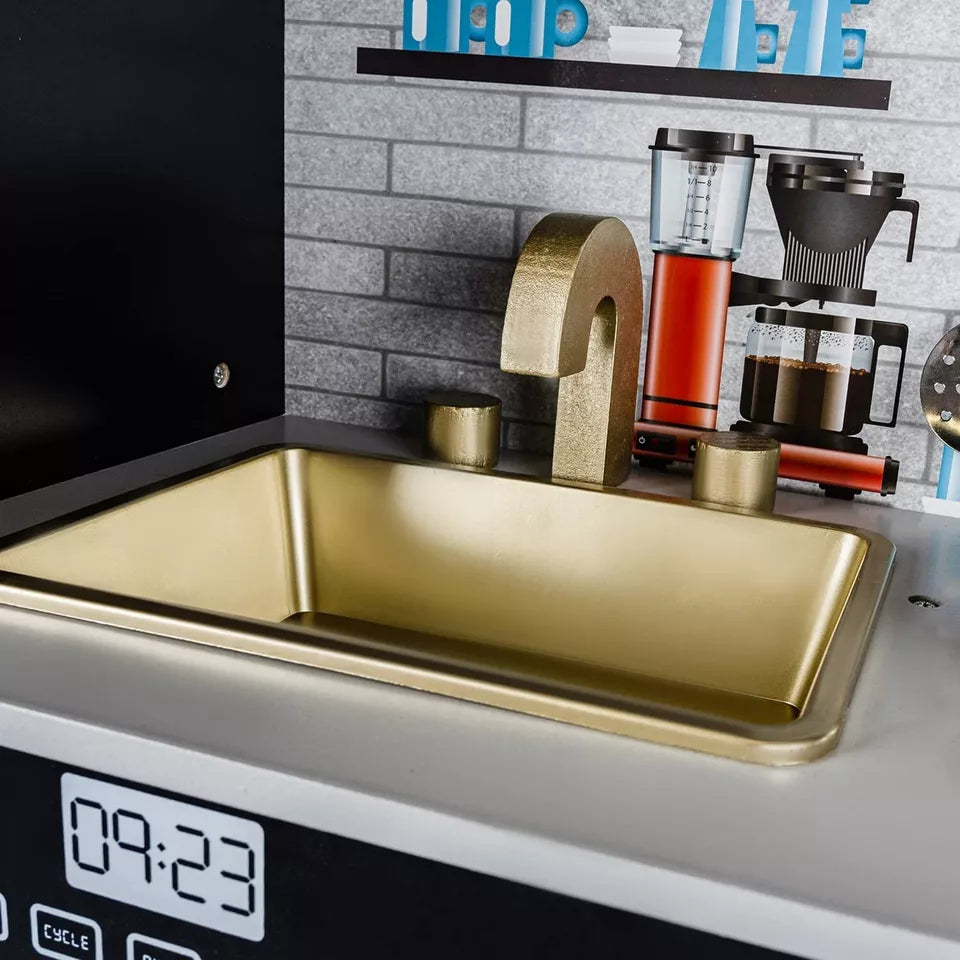 CUCINA IN LEGNO PER BAMBINI GRANDE con FRIGO FORNO ACCESSORI LUCI
