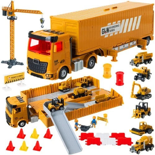 Camion Giocattolo per Bambini Veicoli da Cantiere Gru Gioco Betoniera Garage ecc