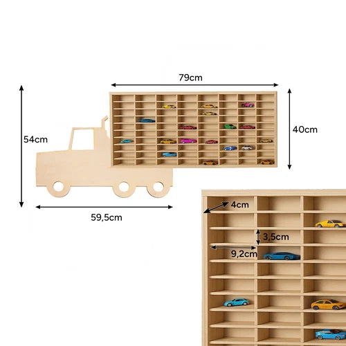 VETRINA ESPOSITORE MODELLISMO VETRINETTA IN LEGNO 80 scomparti modellini auto