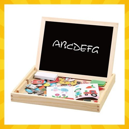 lavagna per bambini magnetica IN LEGNO bifacciale gessetti pennarelli accessori