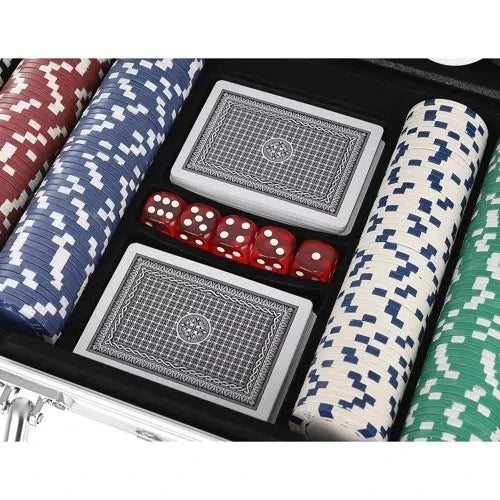 Texas Holdem - Set da poker con valigetta da poker in alluminio 2 mazzi di carte