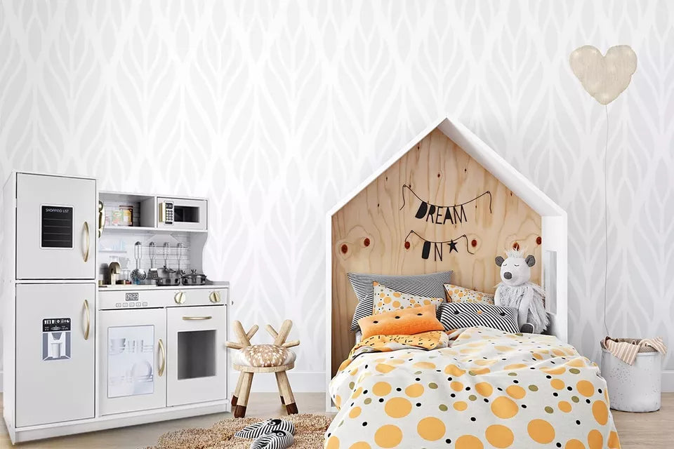 CUCINA PER BAMBINI IN LEGNO BIANCO CUCINA GRANDE con FRIGO FORNO pentole e luci