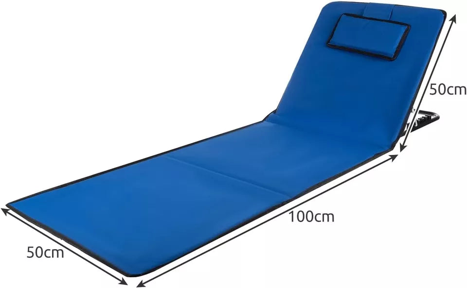 Sedia da spiaggia sdraio giardino telo schienale regolabile pieghevole cuscino