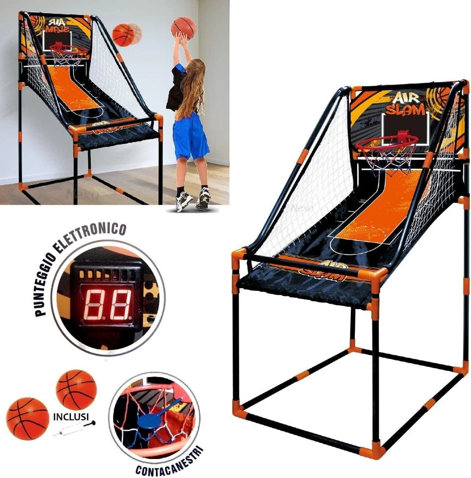 Gioco Basket Elettronico Arcade, Canestro Pieghevole, con Contatore segnapunti