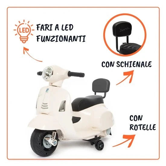 Scooter Elettrico per Bambini 1 - 3 Anni con Luci Led e Suoni Vespa GTS 7,2V