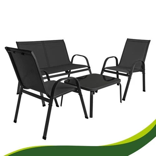 SET mobili TERRAZZO DA GIARDINO 4 POSTI sedie tavolo panca divano in acciaio