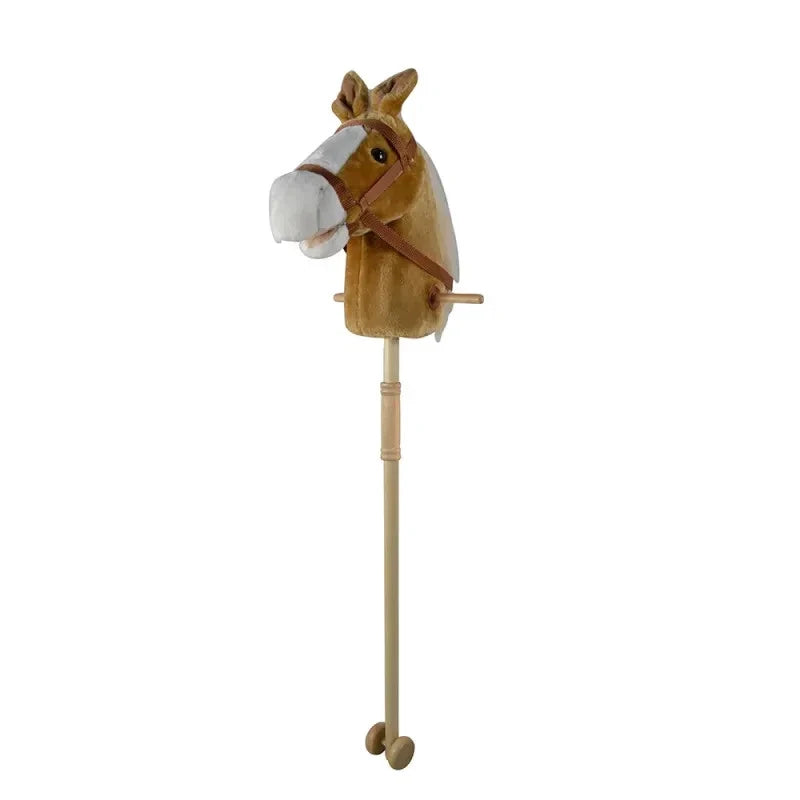BASTONE CAVALLO A DONDOLO IN LEGNO E PELUCHE CON SUONI altezza 97 cm con ruote