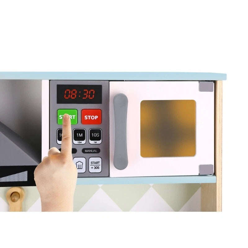 CUCINA giocattolo cucina IN LEGNO per bambini con ACCESSORI lavagna luci e suoni