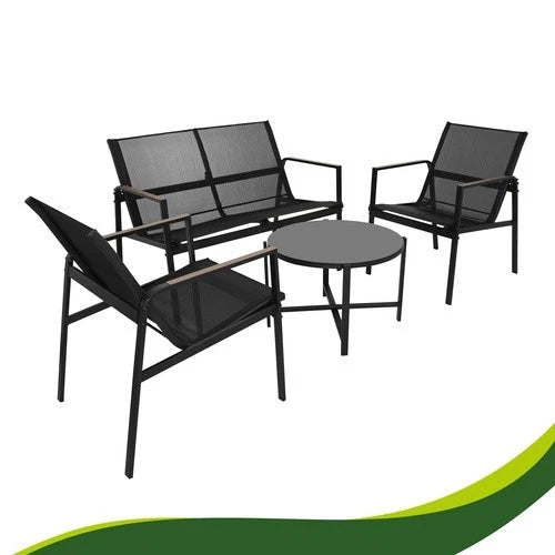 SET DA GIARDINO TERRAZZO 4 POSTI sedie tavolo panca divano in acciaio