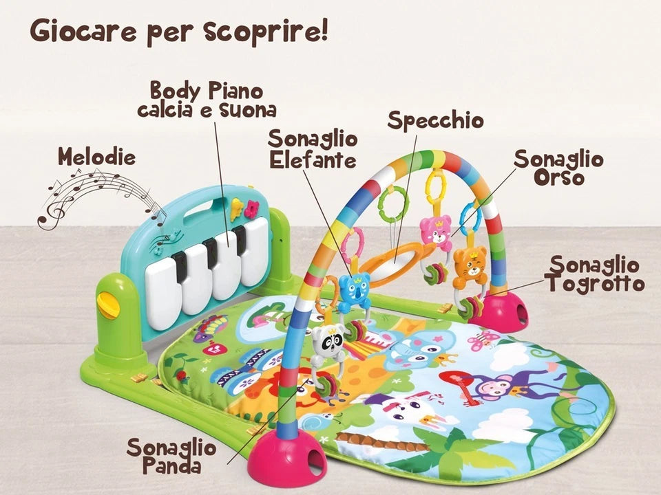 PALESTRINA TAPPETO NEONATO 3 IN 1 PIANOFORTE CON LUCI SUONI E PELUCHE