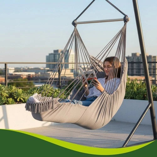 Amaca da giardino sedia brasiliana altalena interno ed esterno carico max 150kg