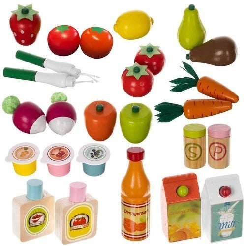 Banco del mercato Giocattolo, Gioco frutta verdura supermercato in Legno per Bambini