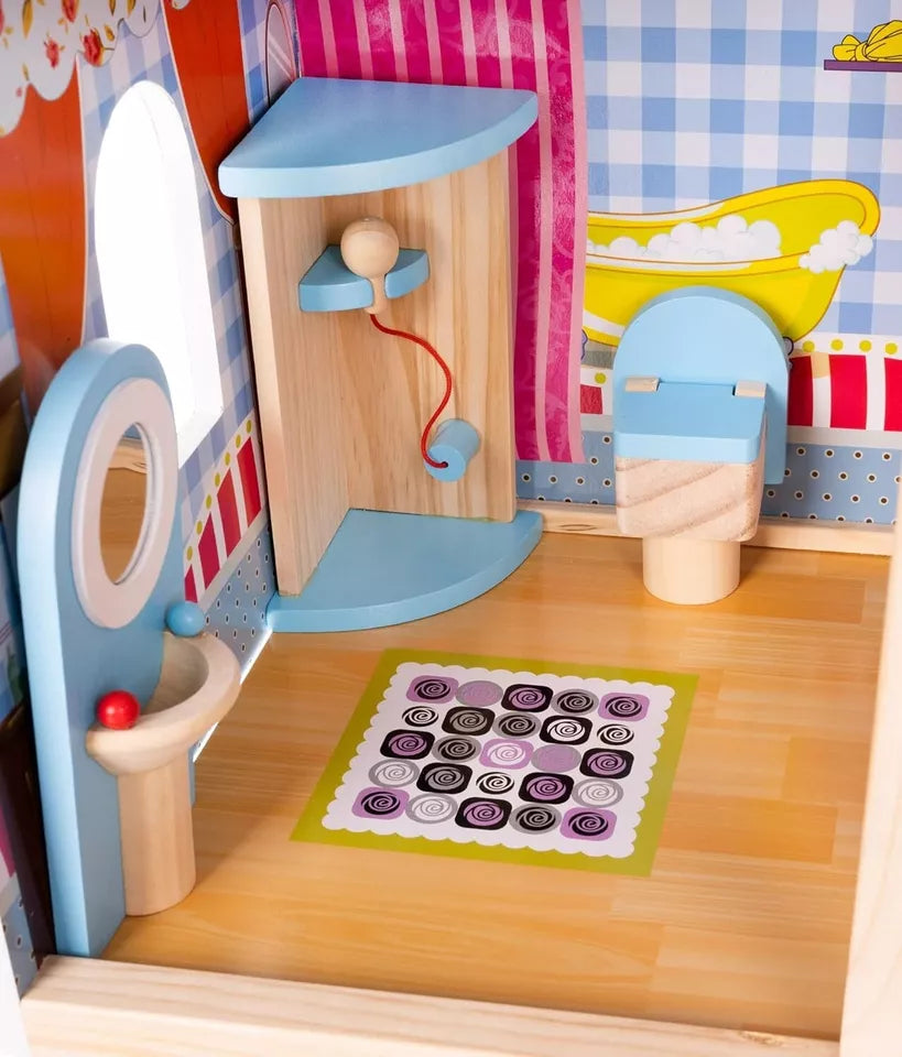 Casa delle Bambole in Legno villa bambole fashion per bambine accessori e luce