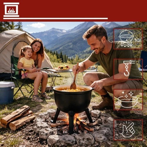 calderone pentolone in ghisa Dutch Oven pentola da campeggio pesca per fuoco