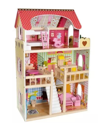 Casa delle Bambole in Legno villa bambole fashion per bambine accessori e luce