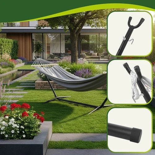 Amaca da giardino per 2 persone portata 250 kg con supporto in metallo